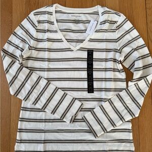 Banana Republic Striped Long Sleeve Top - White and Green